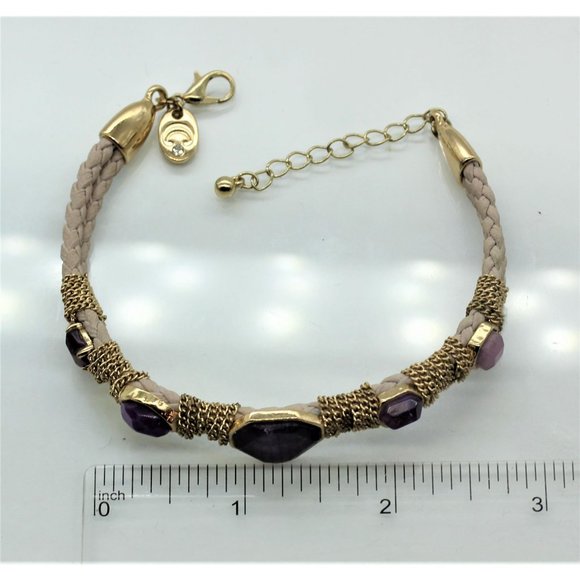 Charming Charlie bracelet adjustable, gold, amethyst purple faux gemstone - Picture 7 of 8